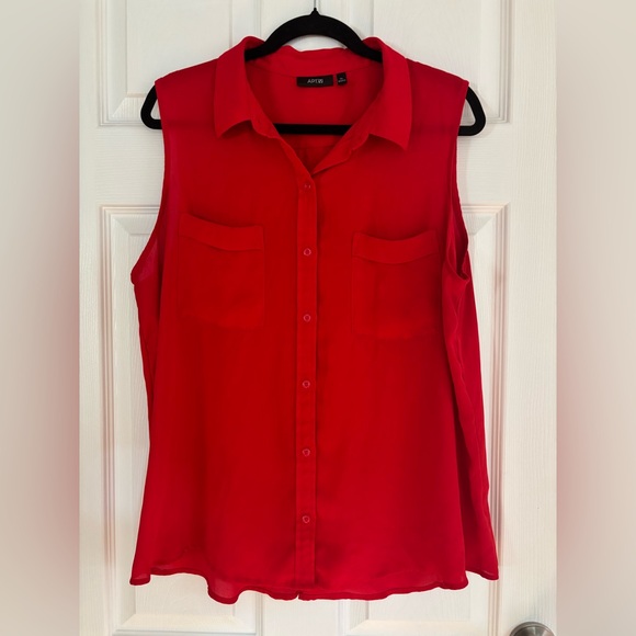 APT. 9 Red Sleeveless Button Down Blouse Top XL - Picture 1 of 5